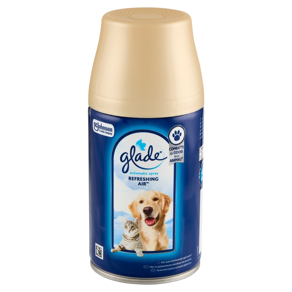 Glade® Automatic Spray Ricarica, Profumatore casa Refreshing Air™, Contro odori degli animali, 269ml
